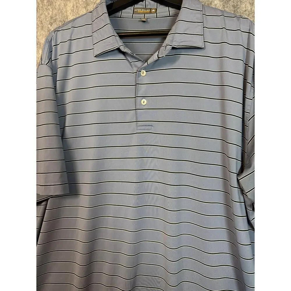 Peter Millar Summer Comfort Blue Striped Betty Cup Polo Shirt - XXL - Picture 2 of 8